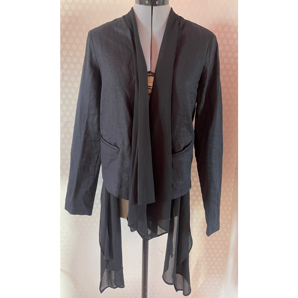 Women's Amaryllis Black Linen Blend Blazer Jacket Size XS